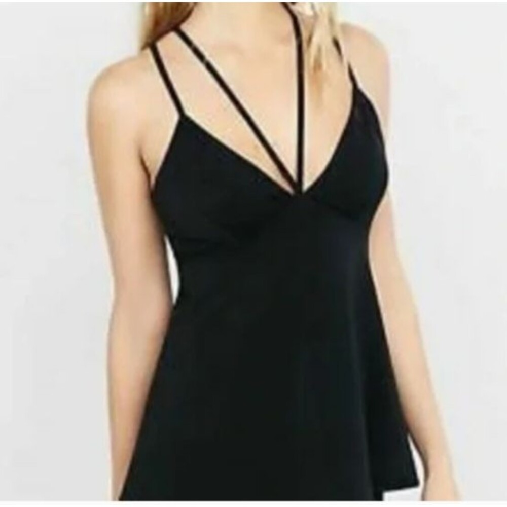 Express Strappy Babydoll Cami Top Women's S Black Y2K Clubwear Goth Evening Chic